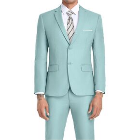 JPF Men's 2 Piece Slim Fit Suit Set, Two Button Solid Jacket Pants with Tie Suits for Men