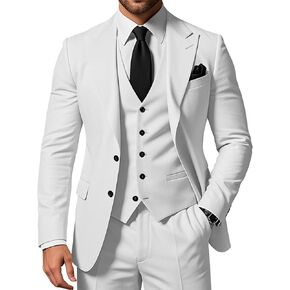 Men's 3 Piece Suits Slim Fit Peak Lapel 2 Button Blazer Jacket Vest Pants Set Wedding Business Prom Party Suit