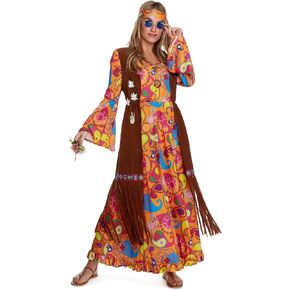 Morph Long Hippie Costume For Women, 70s Hippie Dresses, Retro 60s Style Outfit, Vintage Festival Wear