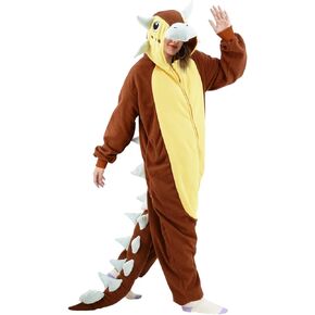 vavalad Adult Ankylosaurus Onesie Pajamas Dinosaur Animal Cosplay Cartoon Costume Christmas Halloween Jumpsuit for Women Men