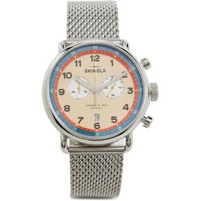 Shinola Men's Canfield Model C56 2 Eye Chrono 43mm Watch ، Cream ، Silver ، 43mm