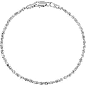 925 Sterling Silver 2.5mm rope Chain Anklet - متوفر بالفضة أو الأصفر