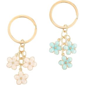 Ouligay 2pcs Flower Keychain, Cute Key Chains, Key Chain Charm, Keychain Accessories for Women Gifts Purse Bag Accessories