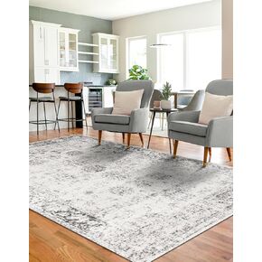 Unique Loom Sofia Collection Area Rug & Pad - Casino Bundle (5' 3" x 8' Rectangle Gray/Beige)