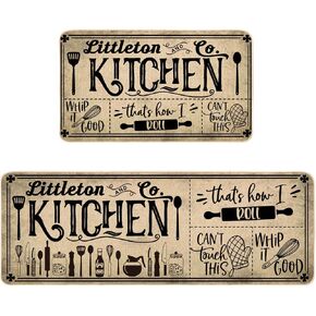 Life is Sweet Kitchen Mats Set of 2, Comfort Standing Mats Non Slip Washable Kitchen Runner Rug Cooking Sets The Decorative Carpet for Home Kitchen Floor Mat - 17x29 and 17x47 Inch in Kuwait