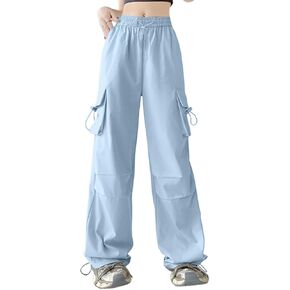 Aowkulae Girls & Women's Crago Pants غير رسمية عالية الخصر سراويل الساق على عريض الأطفال 5 سنوات - النساء XXL