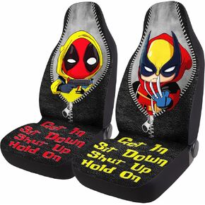 Cartoon Character 2 Front Car Seat Covers for Car Truck Sedan SUV, Car Gifts, Durable Automotive Seat Covers, Bucket Seat Cover, Protective Interior Accessory