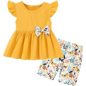 WESIDOM Toddler Girl Clothes Layered Ruffle Top Floral Shorts Cute Toddler Girls Summer Outfits 2Pcs Clothing Set