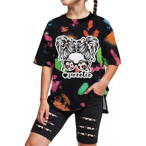 Girls Clothes Tie Dye Sweatshirt Tops and Short Leggings Sweatpants 2PCS Girl Spring Summer Outfits
