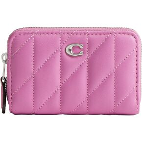 Coach Women's Quilted Essential Small Zip Around Card Case Accessory-Travelers Sleeves, LH/Fuschia, One Size