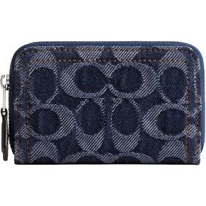 Coach Women's Essential Small Zip Around Card Case in Signature Denim Accessory-Travelers Sleeves, LH/Deep Blue Multi, One Size