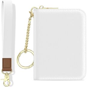 Credit Card Holder, Small RFID Wallet Slim Leather Card Organizer Case with Zipper and Keychain, Abstract Boho Leaves in Kuwait