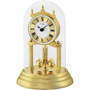 Seiko 9 Inch Anniversary Mantel Clock مع قبة زجاجية ودوران دوار