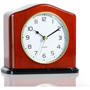 Ayrely® Mantel Clock ، ساعة مكتب خشبية صلبة مصنوعة يدويًا مع حركة صامتة ، وإنهاء من اللمعان البيانو ، وساعة طاولة أنيقة للمدفأة ، وغرفة النوم ، والمكتب والهدايا