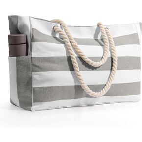 Beach Bag for Women Large Waterproof Pool Bag with Zipper, Sandproof Canvas Travel Tote Bags Gifts for Women