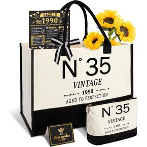 50th Birthday Gifts for Women Canvas Tote Bag, Unique 50 Years Old Gifts for Wife Sister Mom Aunt Friends Her, Vintage N°50 Handbag & Cosmetic Bag & Back in 1975 Poster