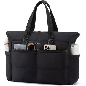 LOVEVOOK Tote Bag for Women,Light Puffer Tote Bag with Multi-pockets,Stylish Carry on Laptop Bags for Daily,Travel,Work,Gym