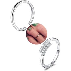 QWALIT Toe Rings for Women Gold Silver Toe Rings non Tarnish Adjustable Womens Ring Jewelry Simple Tail Ring Gold Plated