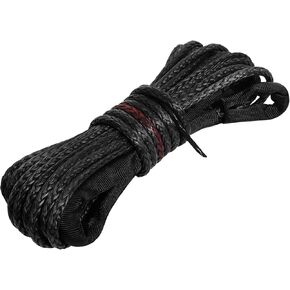 حبل Winch الاصطناعي 1/4 "× 38 قدمًا ، 9000 رطل كابل وينش ATV UTV SUV Truck Boat Boat Winch مع غلاف واقٍ (أسود)