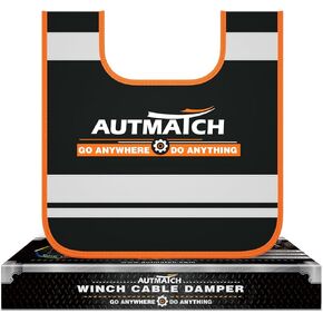 Autmatch Winch Ampper - Cable Cable مثبط لاستعادة حبل الطرق الوعرة وتقليل الارتداد للكابلات ، و Winch Strap Dampener مع شرائح عاكسة وجيب التخزين ، البرتقالي