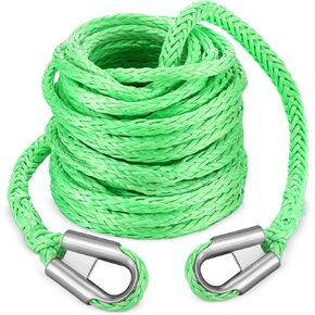 3/8'' x 50ft Synthetic Winch Rope Extension 24,500 Lbs Synthetic Winch Extension Cable Line for Off Road Vehicle ATV UTV SUV Truck, Green