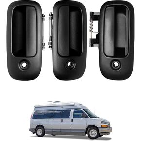Exterior Door Handle, Compatible with 1996-2015 Chevy Express GMC Savana 1500 2500 3500 Van, Rear Right Cargo Door Handle with License Plate Bracket Holder Housing | 15269298 25866289 Tailgate Handle