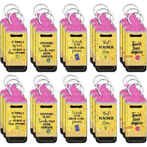 30 Pcs End of Year Teacher Gift Bulk Lipstick Keychain Holder Pencil Shape Lipstick Lip Balm Holder Waterproof End of Year Gift for Women