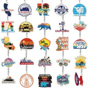Sureio 25 PCS California Keychain Bulk Silver Metal Metal American California Keychain Ring USA GIFTS SOUVERIS
