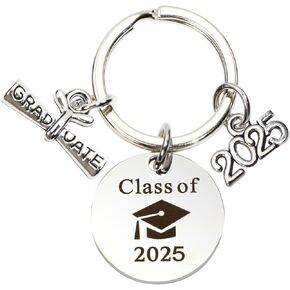 PENTA ANGEL Class of 2025 Keychain Graduation Gifts Stainless Steel Key Ring 2025 Year Charm Signet Pendant for Her/Him
