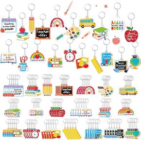Misdary 100 Pcs Teacher Keychain Bulk 2025 Teacher Graduation Gifts in Bulk Acrylic Thank You Key Rings Graduation Thank You Gift