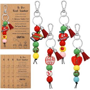 Sureio تخرج نهاية العام هدايا المعلم المعلم مفاتيح مفتاح الكتاب القلم الرصاص حبات مفاتيح keychain شكرا لك بطاقات