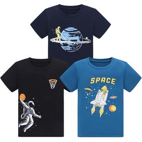 Demifill Toddler Boys 3 Pack Short Sleeve Boys Short T-Shirts Crew Neck T-Shirt Size 2-10Years
