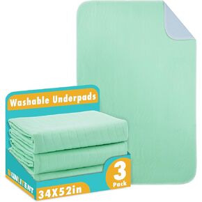 Underpads القابلة للغسل ، 36 "× 72" ، 3 عبوات - امتصاص ثقيلة القابلة لإعادة الاستخدام منصات سلس البول للأطفال ، والبالغين ، والمسنين ، والحيوانات الأليفة - وسادة واقية مقاومة للماء للسرير والأريكة والأريكة والأرضيات