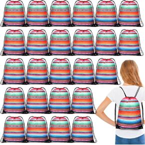 Hillban 24 PCS أكياس هدايا الحلوى المكسيكية 13.4 × 17 بوصة Fiesta Goodie أكياس قابلة لإعادة الاستخدام في الرباط من أجل Taco Mexican Fiesta Supplies Supplies