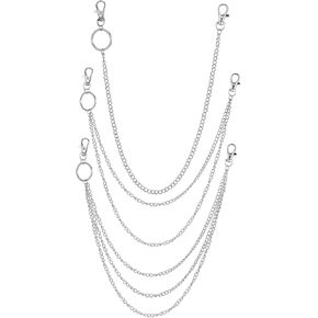 3 Pieces Jeans Chains Wallet Chain Pants Chain, Belt Chain Hip Hop Punk Jeans Chain Silver Pocket Chain Metal Belt Chain Biker Trouser Chain Goth Accessories for Women Men