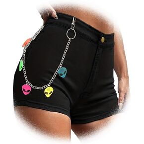 Colorful Alien Pants Chains Hip Hop Trouser Loop Chain Funny Jeans Chain for Women Men Pocket Wallet Chain