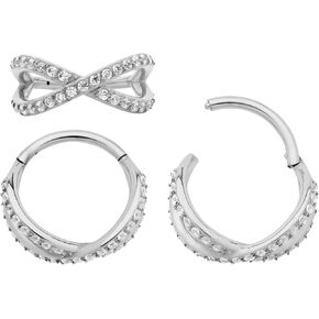 365 Sleepers 316L Surgical Steel Hypoallergenic 16G Double Twist Gem Septum Jewelry Hinged Segment Ring Body Piercing Hoop Lip Rings Helix Cartilage Rook Sleeper Earrings 8mm – 10mm in Saudi Arabia