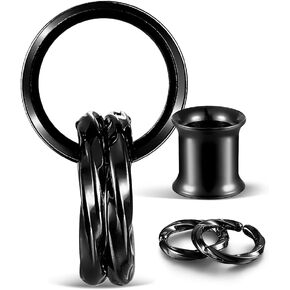 1 Pair Basic gauges+2 twisty nose rings Ear Tunnels Plugs 316 Stainless Steel Earrings Gauges Weight Plugs Hypoallergenic expander Piercing Body Jewelry 00g 0g-1''