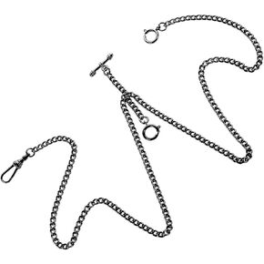 SIBOSUN Pocket Watch Chain Vest Chain with T-Bar for Vest Silver Watch Chain Link