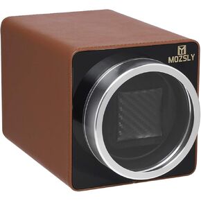 MOZSLY Watch Winder for Single Automatic Watches with Quiet Motor 12 Rotation Mode Setting Leather