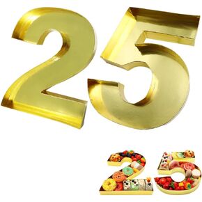 Fillable Charcuterie Number Graduation 2025 Cardboard Shaped Box Golden Color Food Furit Platter Tray Dish Plate Birtyday Party (25 Style, 12inch)