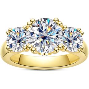 3CT/5CT Moissanite Engagement 3 حلقات حجرية D Color VVS1 Round Cut 14K Gold Gold Plated 925 Sterling Silver Prominsary Rings for Women