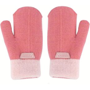 Kids Winter-Warm-Knit-Mittens for Boys-Girls - Double Layer Thick Warm Outdoor Gloves for 5-10Years Kids