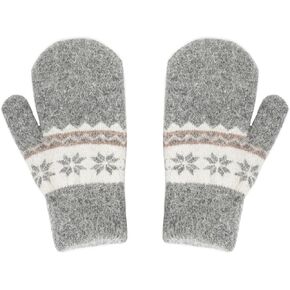 Kids-Winter-Knit-Mittens Boys-Girls Outdoor-Warm-Soft Snowflakes-Gloves Stretchy for 5-10Years Kids