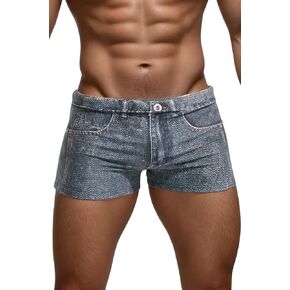 Men's Square Leg Swim Trunks Realistic 3D Denim Print Swimwear Jammers Stretch Lightweight for Water Sports
