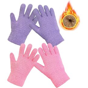 2 Pairs Kids Winter Gloves, Warm Thermal Thick Knitted Gloves Fleece Snow Gloves for Girls Boys 3-7 Years Cold Weather