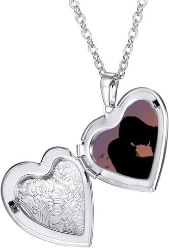 2 Pcs Locket Necklace that Holds Pictures Stainless Steel Locket Pendant Necklace Memory Photo Pendant Necklace for Women Girls in Kuwait