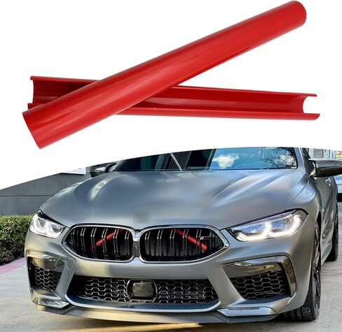2 PCS Front Grill Inserts Trims, Waterproof Front V Bar Brace Trim Covers, Snap-on Installation Grille Decorative Strips, Compatible with 3/4/5/6/7 Series X 1/2/3/4/5 (Red) in Kuwait