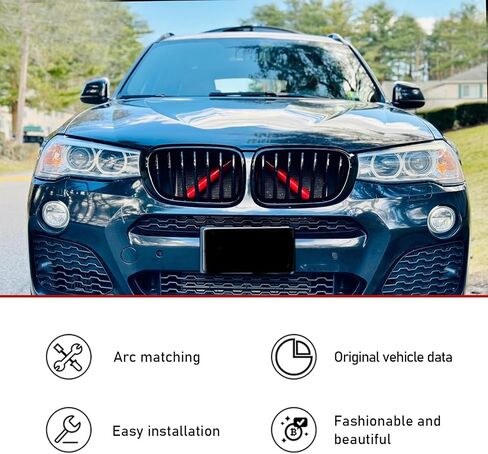 2 PCS Front Grill Inserts Trims, Waterproof Front V Bar Brace Trim Covers, Snap-on Installation Grille Decorative Strips, Compatible with 3/4/5/6/7 Series X 1/2/3/4/5 (Red) in Kuwait