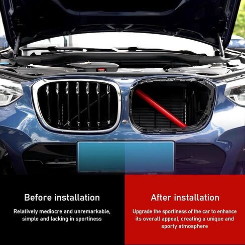 2 PCS Front Grill Inserts Trims, Waterproof Front V Bar Brace Trim Covers, Snap-on Installation Grille Decorative Strips, Compatible with 3/4/5/6/7 Series X 1/2/3/4/5 (Red) in Kuwait
